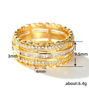 Q428 Anello da donna in oro giallo con diamanti taglio baguette, colore G naturale, gioielli da sposa - Product Image 5