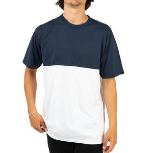 Elegante camiseta de bloque de color para hombre a la moda con tela de algodón suave y cuello redondo clásico para una cómoda ropa informal diaria - Product Image 3