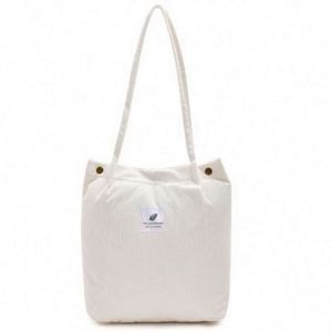 Sac fourre-tout en velours côtelé personnalisé avec logo imprimé, sac de shopping écologique et recyclable - Product Image 3