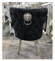 Chaise de salle à manger moderne en velours XY avec pieds chromés et boucle en forme de tête de lion - Meubles de salle à manger pour villa et hôtel - En solde