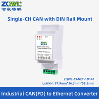 Passerelle Ethernet industrielle isolée CAN FD, compatible CANopen SAE J1939, isolation 2500V, compatible ZCANPRO Auto Industrial