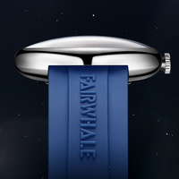 Reloj de Cuarzo para Hombre Mark Fairwhale de 43.5 mm, Acero Inoxidable, 3ATM Resistente al Agua, Correa de Goma, Reloj Deportivo con Esfera Sol y Luna FW-5700