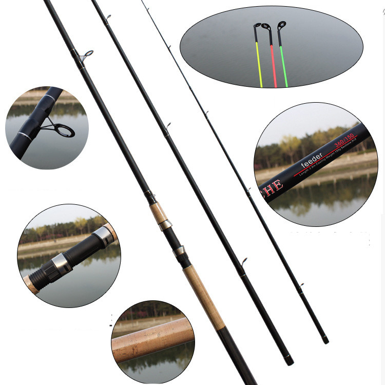 3,6 m/3,9 m con alto contenido de carbono caña de pescar de barras tiro largo varilla 3 Consejos de corcho de pesca rod