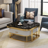 Table basse de luxe moderne avec structure en bois massif et plateau en marbre, mobilier de salon au design contemporain, vente chaude