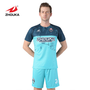 2019 ZHOUKA top sale quick dry fabric new design football soccer jersey set - Product Image 2
