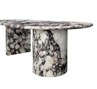 Table à manger ovale moderne UnionStone en marbre avec pieds en marbre, plateau en pierre Calacatta Viola, design stable, mobilier pour la maison