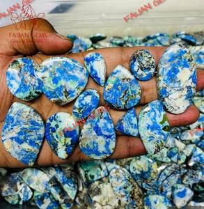 Azurite Turquoise Cabochon de pierres précieuses en vrac en gros disponible meilleure taille personnalisable certifiée par un tiers naturel de haute qualité - Product Image 3