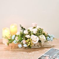 Vase à fleurs en acrylique rectangulaire, centre de table floral pour table à manger, 12 pouces de long, vase décoratif moderne rectangulaire pour mariages