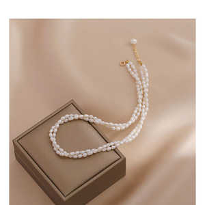 Collar de Perlas de Arroz de Doble Capa WENCHI para Mujer, Nuevo Modelo 2025, 450g, Cadena Pequeña para Clavícula - Product Image 3