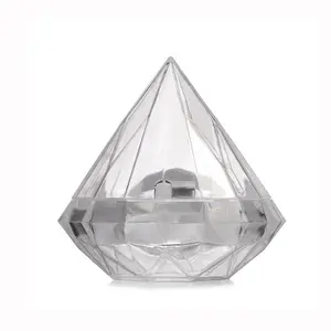 Faveur de mariage PS boîte en forme de diamant en plastique transparent