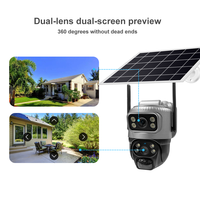 Caméras IP V380 à énergie solaire 4G WiFi, faible consommation d'énergie, étanches, sans fil, HD, couleur, moniteur, imagerie, jumelles, double objectif