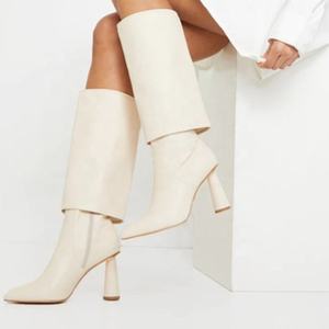 Ronda especial tacones de las nuevas mujeres de moda de la mitad de la rodilla <span class=keywords><strong>botas</strong></span> altas zapatos de punta 11 cm tacones zapatos Slip-on - Product Image 2