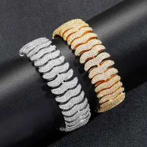 22mm kubanische Glieder kette Full Diamonds Halskette Armband Hip Hop Kette für Frauen Mann Rapper Schmuck