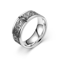 Anillo de acero inoxidable de moda de estilo Retro europeo y americano patrón geométrico Hip Hop personalidad anillo de acero de titanio joyería