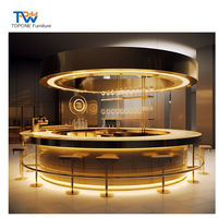 Comptoir de bar moderne de luxe en acier inoxydable en forme de bateau pour bar à domicile, centre commercial, hôtel et salle de sport avec tailles personnalisables