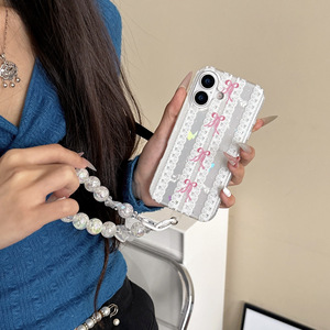 Ins Niche Laser Bow dentelle pour iPhone 16 Pro Max couverture Apple 17 Air étui de téléphone portable IPhones 15 Plus mignon téléphone en gros - Product Image 3