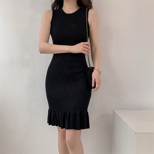 <span class=keywords><strong>Vestidos</strong></span> de Suéter Lisos Vestido de <span class=keywords><strong>Tubo</strong></span> Elegante Vestido Midi de Corte Ajustado - Product Image 4
