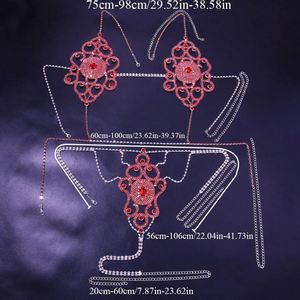New Trendy Floral Body Chain <b>Set</b> <b>Red</b> Crystal Shiny Sexy <b>Bikini</b> Jewelry Breathable Feature - Product Image 2