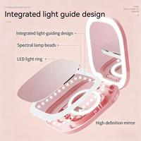 Miroir de maquillage pliable à LED, rechargeable par USB, double face, lumière à 3 couleurs, miroir de poche pour cosmétiques, utilisation portable en voyage