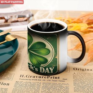 Taza Mágica para Beber, Negra Esmerilada, 11 oz, Cerámica Sensible al Calor, Diseño del Día de San Patricio - Product Image 5