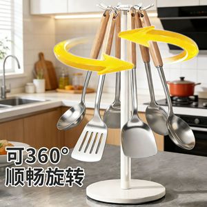 Rotating Hook Spatula Rack Metal 360 Degree <b>Kitchen</b> <b>Storage</b> Spoon Holder Desktop Multi Purpose - Product Image 1