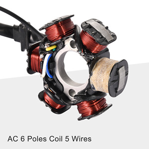 GOOFIT Bobine 6 Pôles 5 Fils Prise Femelle AC Demi-Vague <span class=keywords><strong>Stator</strong></span> d'<span class=keywords><strong>Allumage</strong></span> Magnéto de Remplacement pour Moteur GY6 50cc-125cc ATV Quad Pocket - Product Image 4