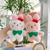 Porte-clés en peluche ours cerise personnalisé facile à utiliser Porte-clés lapin figurine Super doux Porte-clés pendentif cadeau