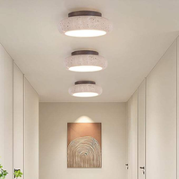 Lampu Plafon Batu Travertin Gaya Nordic Wabi Sabi 20cm untuk Lorong, Balkon, Koridor, Tangga, Foyer, Gaya Abad Pertengahan, Warna Kuning