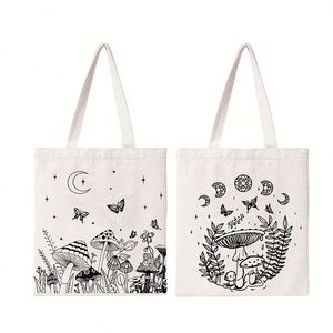 Sac à bandoulière en toile réutilisable décontracté de grande capacité avec logo imprimé personnalisé, sac de shopping en coton, sac de plage avec poche - Product Image 2
