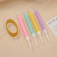Bougies d'anniversaire numérotées 0-9 avec bougies spirales macaron et ensemble de décorations de gâteau à paillettes dorées pour fête d'anniversaire, vente en gros