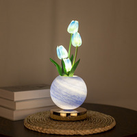 Nueva Lámpara de Escritorio Decorativa de Cristal Art Deco, Recargable, Inalámbrica, con Atenuación Táctil LED, Luz Nocturna para Mesa de Noche, Energía Curativa