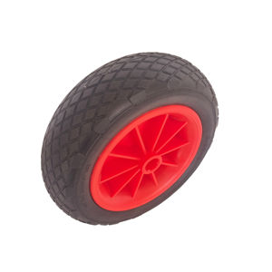 Pneu solide en cuir mousse PU de 10 pouces 3.00-4 roue de remorque de bateau industriel roue solide en plastique utilisée - Product Image 1