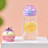Bouteille d'eau sport en plastique sans BPA de 580 ml, écologique pour enfants, avec paille et ouverture à une main, résistante aux chutes, personnalisable avec logo – Vente en gros