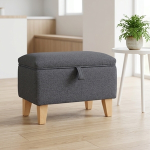 Modern Home Decor Tufted Ainsley Button Ottoman Bench Hinged Lid <strong>Storage</strong> <strong>Stools</strong> Living Room <strong>Bathroom</strong> Hotel Foldable Fabric - Product Image 1