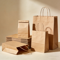 Sacs en papier kraft personnalisés avec logo imprimé, poignées plates, sacs de shopping écologiques, sacs en papier kraft en gros