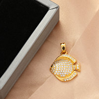 Pendentifs écologiques personnalisés mignons en forme de poisson tropical, style euro-américain, avec détails en zircon 5A de qualité supérieure