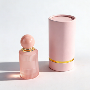 Flacons de <span class=keywords><strong>parfum</strong></span> en verre rose rayé très demandés, 30 ml, 50 ml, 100 ml, design rond de luxe avec couvercles colorés - Product Image 4