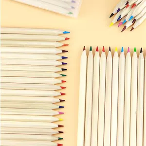 أقلام ملونة فنية ترويجية قلم رصاص ملون خشبي طقم أقلام رصاص 12 لون مع صندوق