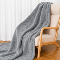 Couverture d'hiver jacquard double couche, face en polaire Sherpa, dos doux et épais, pour la literie, vente en gros pour chaînes de magasins