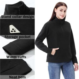Women's Soft Polar Fleece Quarter Zip Pullover Long Sleeve Sweatshirt Casual Autumn Outerwear - Product Image 5