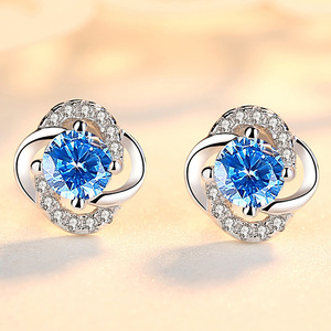 Boucles d'oreilles clous de luxe <span class=keywords><strong>Sunice</strong></span> en argent sterling 999 pour femme, serties de diamants, style japonais et coréen, polyvalentes pour la décoration des oreilles - Product Image 1