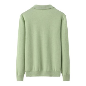 Pull en cachemire pour femme, vert uni, épais, chaud, ample, décontracté, tricoté, couche de base - Product Image 2