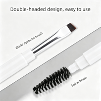 Pinceau à sourcils angulaire personnalisé en petite série avec brosse à cils intégrée, pinceau à sourcils synthétique double embout avec capuchons anti-poussière pour salon et usage domestique