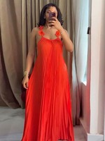 Robe longue décontractée d'été pour femme avec bretelles florales 3D, dos ouvert, sans manches et respirante