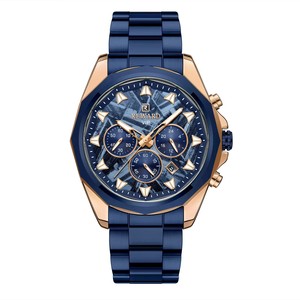 Montre chronographe REWARD RD812052M pour homme, quartz bleu glace, étanche 3 ATM, lumineuse, bracelet en acier inoxydable 22 mm, mode/affaires - Product Image 1