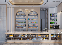 Étagères de pharmacie en bois personnalisables avec luminaires à LED pour les magasins médicaux et les pharmacies