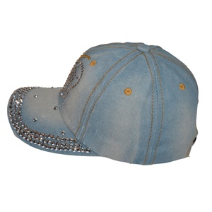 Women's Sporty Colorful Lace Flowers <b>Baseball</b> <b>Cap</b> with Rhinestone Embellishments Common Fabric Jeans Wash Denim (Blue) - Product Image 3