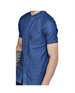 เสื้อเชิ้ตยีนส์เข้ารูป,มีสไตล์สำหรับผู้ชายเสื้อเชิ้ตผ้าเดนิม - Product Image 1