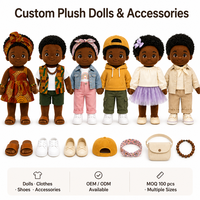 Poupées en peluche en polyester de 16 pouces pour garçons et filles, ensemble avec robe Ankara et gilet Kente, personnalisables, jouets doux noirs pour tout-petits