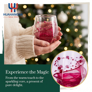 Gobelet en verre avec ruban perlé de Noël et logo personnalisé, boîte cadeau de luxe, verrerie décorative pour cadeaux de fêtes, vente en gros - Product Image 4